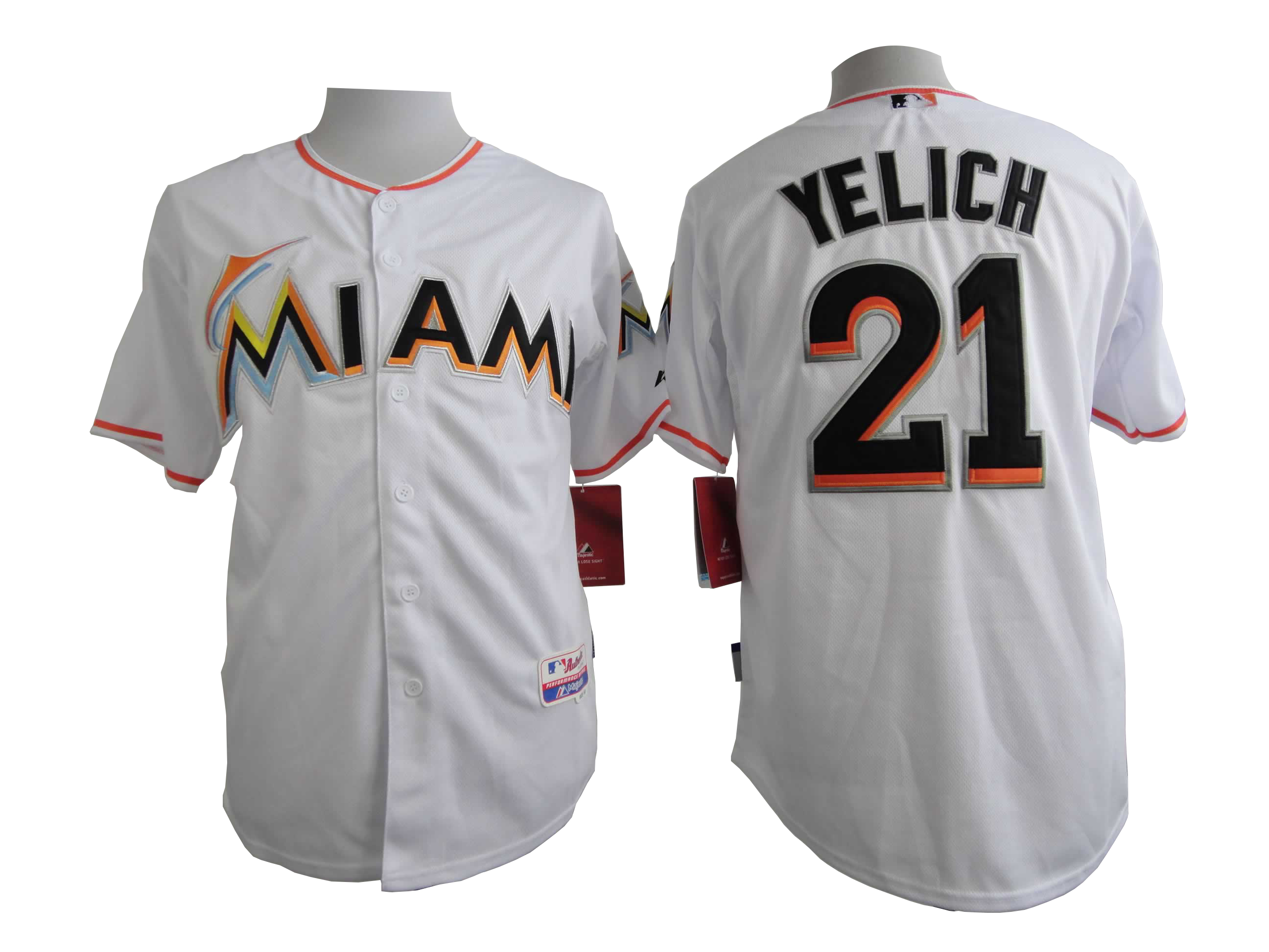 Men Miami Marlins #21 Yelich White MLB Jerseys